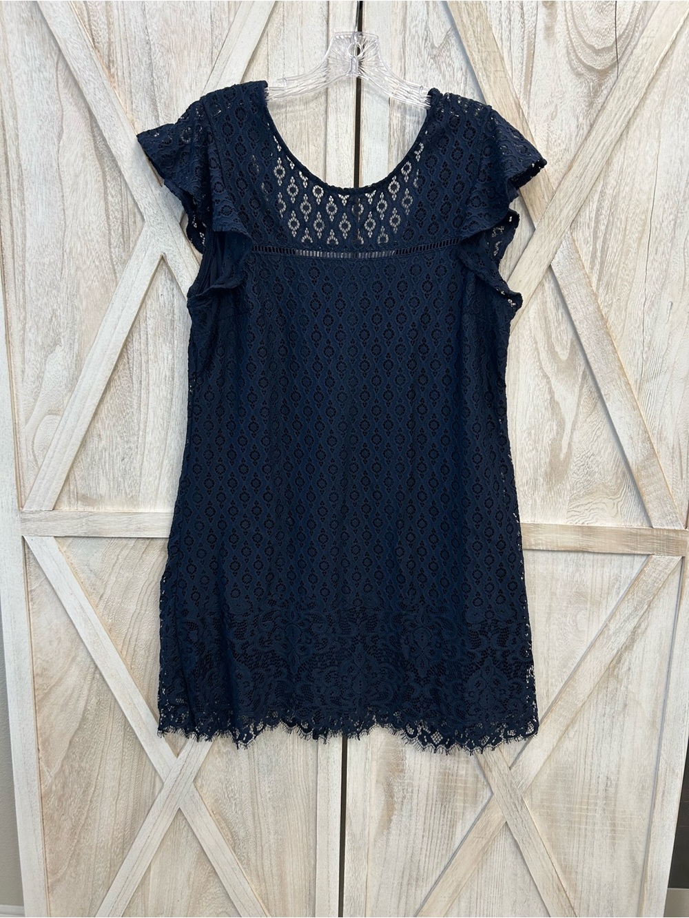 Speechless Navy Blue Lace Mini Dress